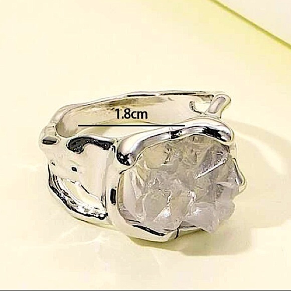 STERLING SILVER IRREGULAR CRYSTAL STONE RING - Picture 7 of 9
